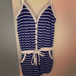 ROMPER ALERT! Nautical Navy & White Striped Romper